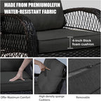 Patio Furniture Set Swivel Rocker, Outdoor Patio Chairs, 3 Piece Suit Porch Furniture Rocking Set, Backyard and Garden Rocker Rattan Chair, with Thickened Cushions and Glass Coffee Table(Grey)