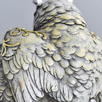 Resin Owl Statue with Spread Wings - Outdoor Garden, Patio, Office Decor Figurine: Family Parent & Two Baby Owls on Base (Grey-Black)