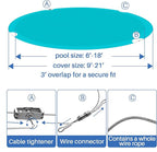 ECOOPTS 16 ft Waterproof Round Polyester Pool Cover for Above Ground Pools, Swimming Pool Cover Protector Winter Safety Cover (Turquoise)