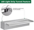 Waterfall Pool Fountain LONGRUNNEW 304 Stainless Steel 23.6" Rectangular Waterfall Spillway, Water Fall Fountain with Pipe Connector for Garden Outdoor, Swimming Pools, Fountains, Pond and Spa