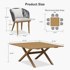 PURPLE LEAF 9 Pieces Outdoor Metal Furniture Set Patio Conversation Sets Wood Pattern Dining Set, 1 Dining Table and 8 Modern Chairs with Cushions Seat