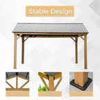 12' x 14' Hardtop Gazebo Outdoor Aluminum Gazebo with Galvanized Steel Gable Canopy for Patio Decks Backyard by domi outdoor living (Wood Looking)…