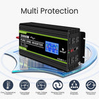 NOVOPAL 2000 Watt Pure Sine Wave Power Inverter DC 12V to AC 110V 120V Rv Inverters with 1 USB Port-16 feet Remote Control, LCD Display for Truck, Hurricane, Home