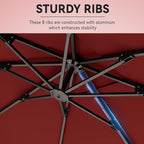 9' X 12' Cantilever Patio Umbrella with Base Included 360°Rotation Rectangular Outdoor Large Offset Umbrellas Heavy Duty Windproof for Garden Deck Pool, Red