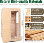 Far Infrared Sauna for 1 Person - 1050W Fast Heating, Canadian Hemlock Wood Home Sauna with Bluetooth Speaker, Chromotherapy & Oxygen Ionizer Easy Assembly Indoor Sauna for Relaxation, Detox, Home Gym