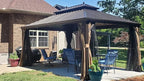YOLENY 12'x16' Hardtop Gazebo with Galvanized Steel Double Roof, Pergolas Aluminum Frame, Netting and Curtains Included, Metal Outdoor Gazebos for Garden, Patios, Lawns, Parties