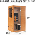 1 Person Infrared Sauna, Home Sauna Hemlock Wooden Indoor Dry Saunas Room, Low EMF 950W/110V Heaters Panels, Bluetooth Speakers, Reading Lamp