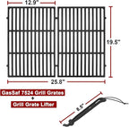 GasSaf 19.5" Grill Grates and Cooking Grate Lifter for Weber Genesis 300, Replacement Parts for Genesis E310 E320 E330 EP310 EP320 EP330 S310 S320 S330 Grills, Cast Iron BBQ Parts for Weber 7524 7528