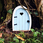 Whimsical Miniature Fairy Door - Handcrafted 3D Mini Woodland Portal Tree Accessory for DIY Garden Landscapes, Terrarium Decor & Collector's Fantasy Displays（Blue Streak ）