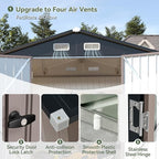 Aoxun 7x5 FT Outdoor Storage Shed Garden Metal Shed with Lockable Door Outdoor Large Shed for Tool, Garbage Can, Bike, Mower, Brown