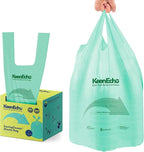4 Gallon 200 Counts Small Green Trash Bags with Handle, Ocean Fishing Nets Upcycling, Sage & Sea Salt Scented, Plastic Garbage Bags, Waste Bag for Kitchen, Bathroom, Office and Pets