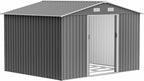 8×10 Ft Metal Outdoor Storage Shed with Floor Base and Sliding Door, 0.25mm Galvanized Steel Metal Garden Tool Shed Waterproof Backyard, Patio, Garden, Dark Grey