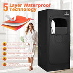 COSVALVE Portable Steam Sauna Box with Red Light for Home with 1200W 3L Steamer, Comfort Folding Chair, Indoor at Home Sauna Tent, Personal Steam Room for Relaxation, 2.6' x 2.6' x 5.9', Black