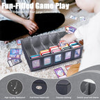 5-Row 3900+ Trading Card Storage Box for MTG, Card Deck Box with Snap-fit Design, 5 Card Sleeves, 10 Stoppers, 80 Dividers and 1 Dice Tray (Black-Grey)