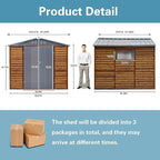 Shed 8' x 8' Storage Shed, 8x8 FT Wood Sheds & Outdoor Storage Clearance, Utility and Tool Garden Shed, Waterproof Storage Shed Large with Lockable Doors for Backyard, Patio, Outside