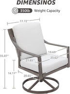 NATURAL EXPRESSIONS Outdoor Swivel Patio Dining Chairs Set of 2, Rocking Patio Chairs with Hand Brushed Wood Grain Finish for Poolside Lawn Garden