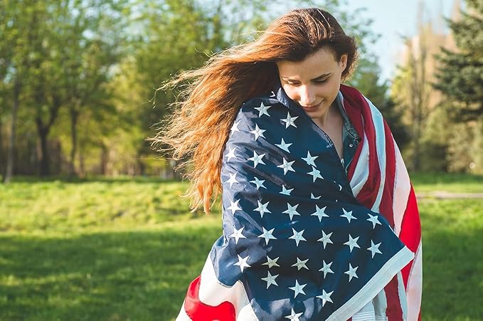 American Flag 5x8 ft: Long Lasting US Flag, Heavy Duty Nylon, Embroidered Stars, Sewn Stripes, Brass Grommets, UV Protection Perfect for Outdoors! USA Flag