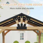 10x24 ft Cedar Wood Gazebo, Hardtop Gazebo with Galvanized Steel Peak Roof, Outdoor Pavilion for Snow Support, Wind Resistance, PowerPort, Shade for Garden, Patio, Deck