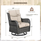 Patio Swivel Chair Set of 2, Resin Wicker Swivel Patio Glider Chairs with Smile-Shaped Cushions, High Back Luxury Swivel Patio Chairs for Outdoor, Brown Wicker|Beige Cushions