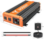 3000W Inverter 12V DC to 110V AC Converter for Home, RV, Truck, Off-Grid Solar Power Inverter with Built-in 5V/2.1A USB, AC Hardwire Port, Remote Controlle