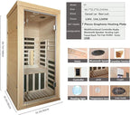 Dynamic Home Infrared Sauna Room 1 to 2 Person Wooden Canadian Hemlock 1260W Graphene Carbon Plate Heater Indoor Saunas