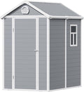 6x4.5 FT Plastic Sheds & Outdoor Storage, UV Resistant Storage Sheds Outdoor with Floor and Window, All-Weather Garden Resin Tool Shed for Lawn Mower, Yard Tools, Bike, Light Grey
