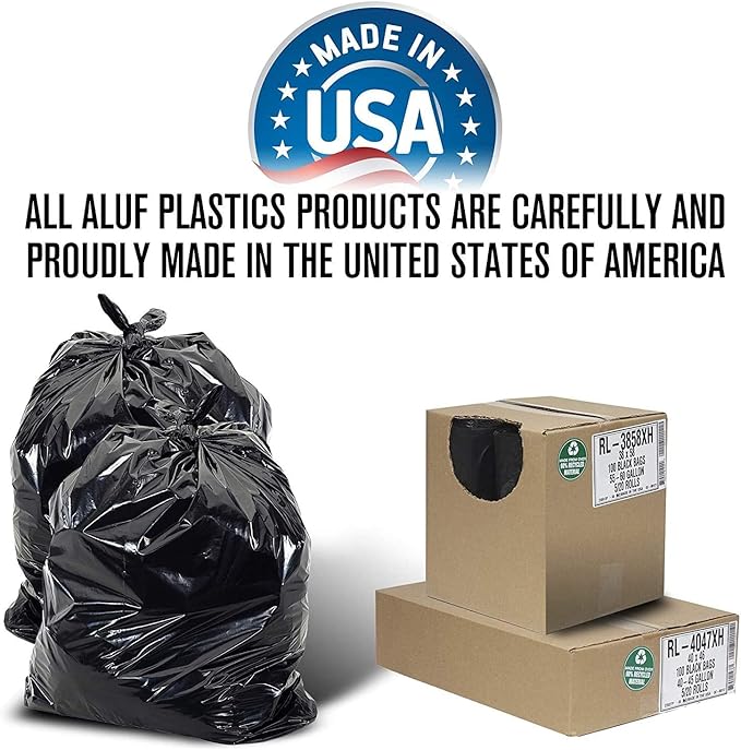 Aluf Plastics T-Tough Roll Pack Low Density Repro Blend Star Seal Coreless Rolls Bag, 7-10 Gallon 1.0 Mil 23" Length x 24" Width, H Strength, Black (Pack of 2000)