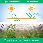 Polycarbonate Greenhouse Panels (H Connectors) - 0.15" Thick, Fits 4mm Twin-Wall Polycarbonate Panels, Join 2 Pieces of Panels Together, 4-Foot Length, 10 Pieces (H Connectors 4mm, 4ft)