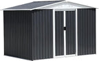 8' x 6' Outdoor Metal Storage Shed Outdoor Shed Galvanized Steel Garden Shed with Sliding Door and Window for Ventilation Storage Sheds House for Backyard Garden