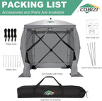 COBIZI 6x6 Pop up Gazebo Tent on Clearance, Ez up Waterproof Screen Tent Screen House with 3 sidewalls,Portable Outdoor Canopy with Carry Bag & Ground Stakes for Camping,Garden and Picnics, Grey