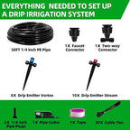 82FT Drip Irrigation System, 2025 Quick Connector Garden Irrigation System, Adjustable Nozzle, Garden Watering System with 1/4 '' Pipe, Garden, Vegetable, Greenhouse, Lawn Sprinkler