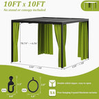 Gazebo Universal Replacement Privacy Curtain,10'×10' Gazebo Outdoor Waterproof Curtains, 4-Panels Sidewall Curtains with Double Zipper for Patio Canopy, Garden and Backyard (Curtain Only)
