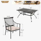Sophia & William 7 Pieces Patio Dining Set, Rectangle Patio Table and Chairs Set of 2 Adjustable Umbrella Hole & Seat Cushions, Outdoor Conversation Furniture Set for Porch Backyard Balcony