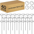 40 Pcs 6-Inch Heavy-Duty Galvanized Landscape Staples – Thickened 8 Gauge Circle Top Pins, Rust-Resistant for Weed Barrier, Landscape Fabric, and Garden Projects