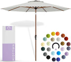 Midtown Umbrellas Wooden 2-8 Feet Outdoor Patio Umbrella, Terylast Off White Fabric, Aluminum Frame For Backyard Umbrella, Deck Umbrella, Garden Umbrella & Pool Umbrella - Wooden Pole