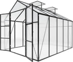 Greenhouse for Outdoors 8x10x7.8FT, Polycarbonate Greenhouse with Stronger Wind Protection and Roof Vent, Walk-in Large Aluminum Sunroom Winter Proof, Black
