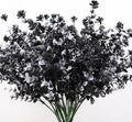 Black Artificial Flowers, Fake Outdoor UV Resistant Plants Faux Plastic Greenery Shrubs Indoor Outside Hanging Planter Home Kitchen Office Wedding, Garden Decor (White+Black)