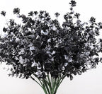 Black Artificial Flowers, Fake Outdoor UV Resistant Plants Faux Plastic Greenery Shrubs Indoor Outside Hanging Planter Home Kitchen Office Wedding, Garden Decor (White+Black)