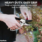 Pruning Shears for Gardening with Gloves - Heavy Duty Garden Shears, Aluminum Hand Pruners with TPR Grip Handle, 8 inch 3.55mm Thick Blade - for Branches, Flowers & Plants (Black Set of 2)