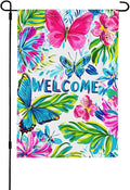 Butterfly Garden Flag Vertical Double Sided Outdoor Yard Flags 12.5x18 Inch Burlap Banners for House Lawn