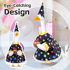 Happy Birthday Goose Outfit Porch Goose Outfits with Happy Birthday Cake Hat and Clothing for 23" Cement/Plastic Porch Goose Outdoor Statue Patio Yard Lawn Art