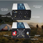 WZRELB 2000W Pure Sine Wave Inverter 12V DC to 110V 120V AC, Car Power Inverter with 4 AC Outlets, LED Display,Off-Grid Portable Power Converter for Home, RV, Truck, Camping