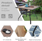 Sophia & William 5 Pieces Patio Dining Set with 4 Chairs and Square Table of Imitation Wood Top, Outdoor Conversation Furniture Set with Seat Cushion and 1.57" Umbrella Hole for Porch Backyard Balcony