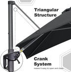 PURPLE LEAF 10' X 13' Square Cantilever Umbrella Patio Umbrella with Base Outdoor Umbrella Aluminum Offset with 360-degree Rotation for Garden Deck Pool Patio Black