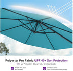 PURPLE LEAF 11 Feet Patio Cantilever Umbrella with Base Outdoor Umbrella Round Aluminum Offset with 360-degree Rotation for Garden Deck Pool Patio, Turquoise Blue
