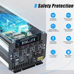 5000W Power Inverter 24V to 110V/120V DC to AC with LCD Display, Remote Controller and 4 x AC Outlets Car Adapter for Car Truck Boat RV Off Grid Solar System