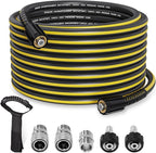 Pressure Washer Hose 50ft - 1/4" Flexible Power Washer Hose Kink Resistant,3600 PSI Leak-Free M22-14mm Extension Replacement Hose 5 Accessories with storage strap