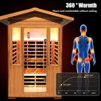 2 Person Outdoor Sauna Infrared Saunas Dry Sauna Room Red Cedar and Canadian Hemlock Wood Wooden Sauna Spa 1800W APP Control 7 Color Light 48.8 * 37 * 87.4inch