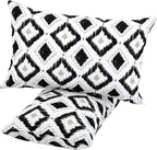 idee-home Outdoor Pillows with Inserts Included, Patio Outside Lumbar Pillows Waterproof Set of 2, 12 x 20 inch