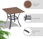 VICLLAX 3 Pieces Outdoor Dining Set, Patio Furniture Set of 2 Patio Swivel Dining Chairs and Small Dining Table with Storage Shelf, Dark Charcoal Chairs & Walnut Tabletop